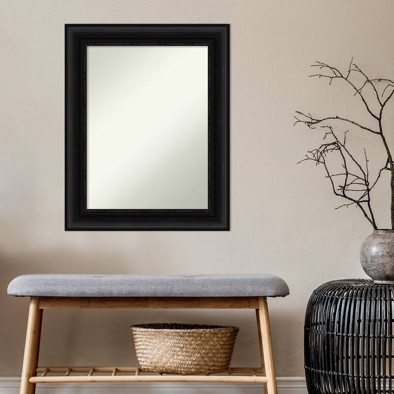 Non-Beveled Bathroom Wall Mirror - Parlor Black Frame