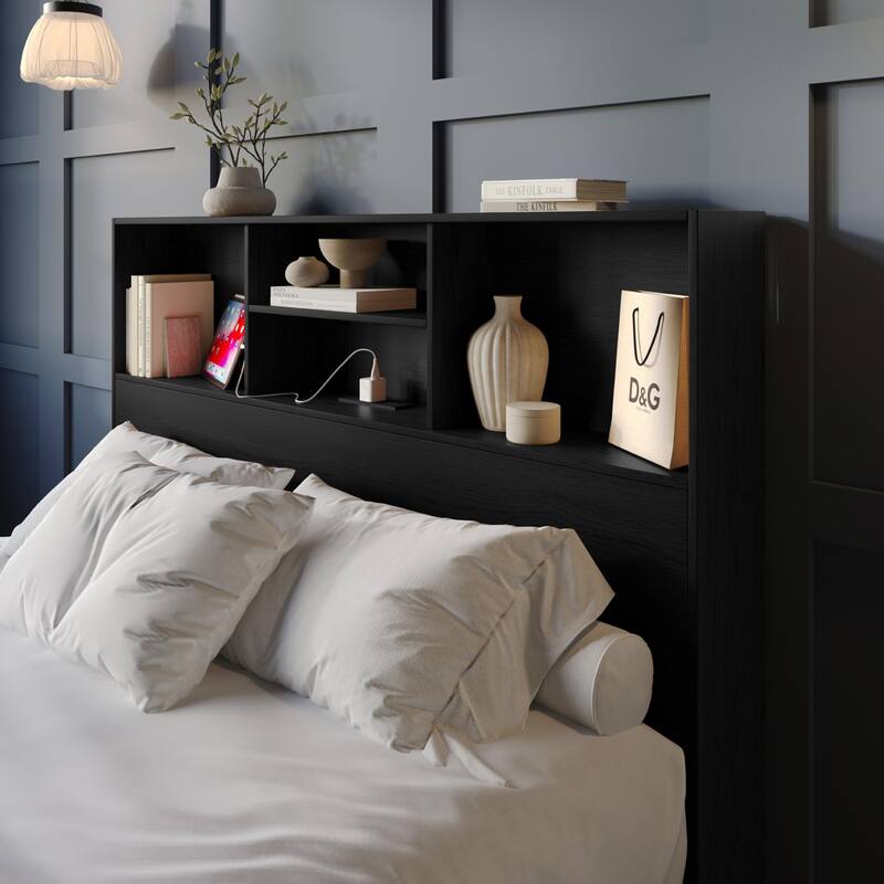 Clayfell Pomona Freestanding Storage Headboard with Shelving