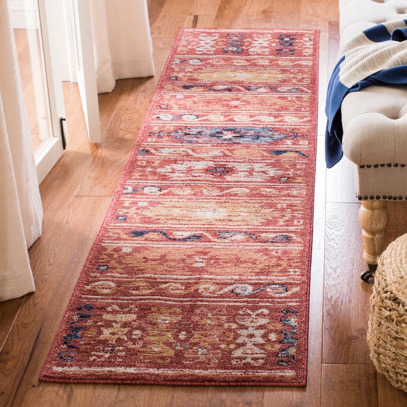 SAFAVIEH Charleston Vintage Leidy Bohemian Rug - 2' x 8' Runner - Rust/Ivory