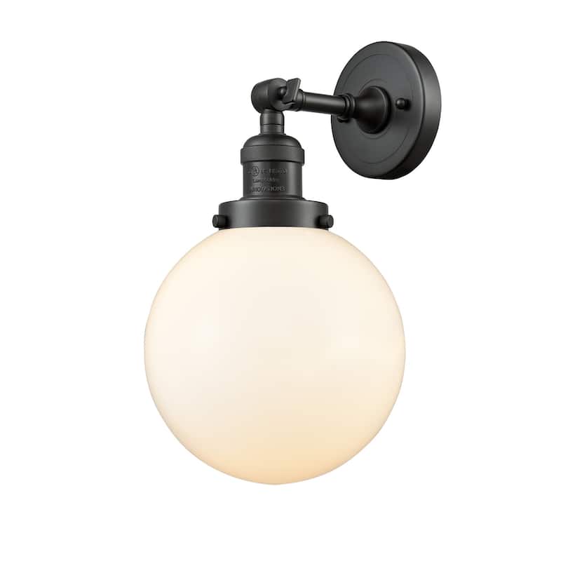 Innovations Lighting Beacon Single Light 14" Tall Bathroom Sconce with - Oil Rubbed Bronze / Matte White