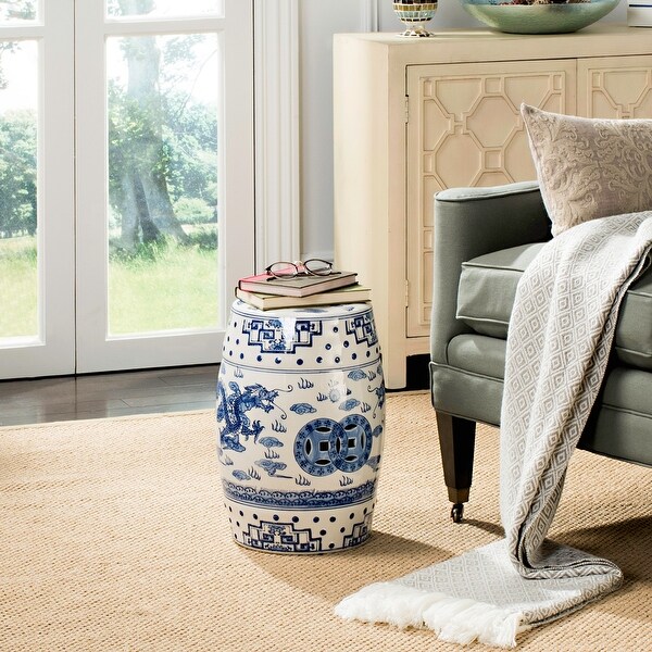 Blue and white store ceramic side table