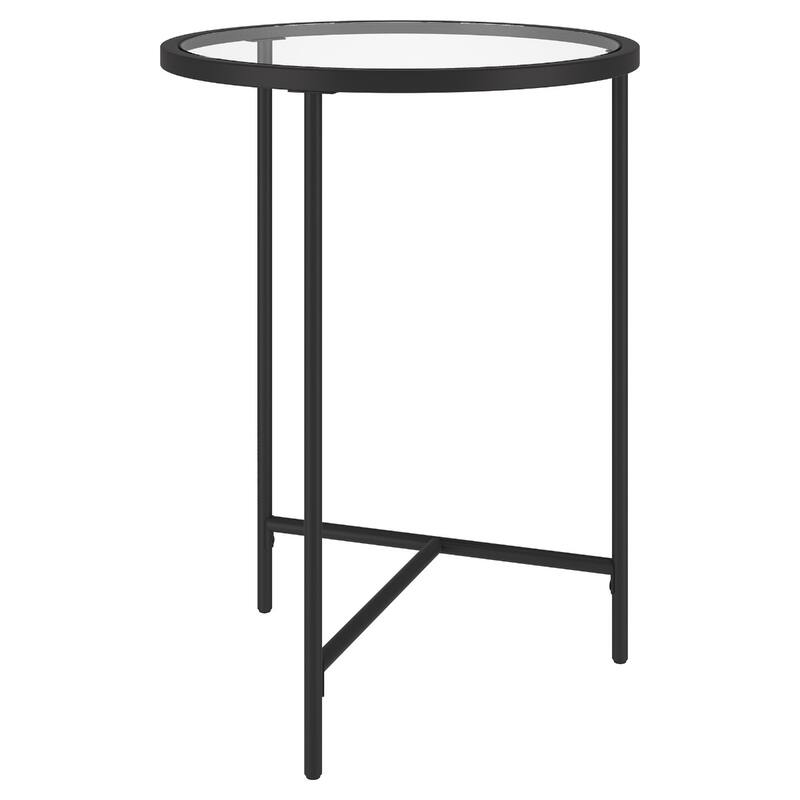 Clear Glass Round End Table with 3 Leg Steel Base - 18” x 18” x 24” (D x W x H)