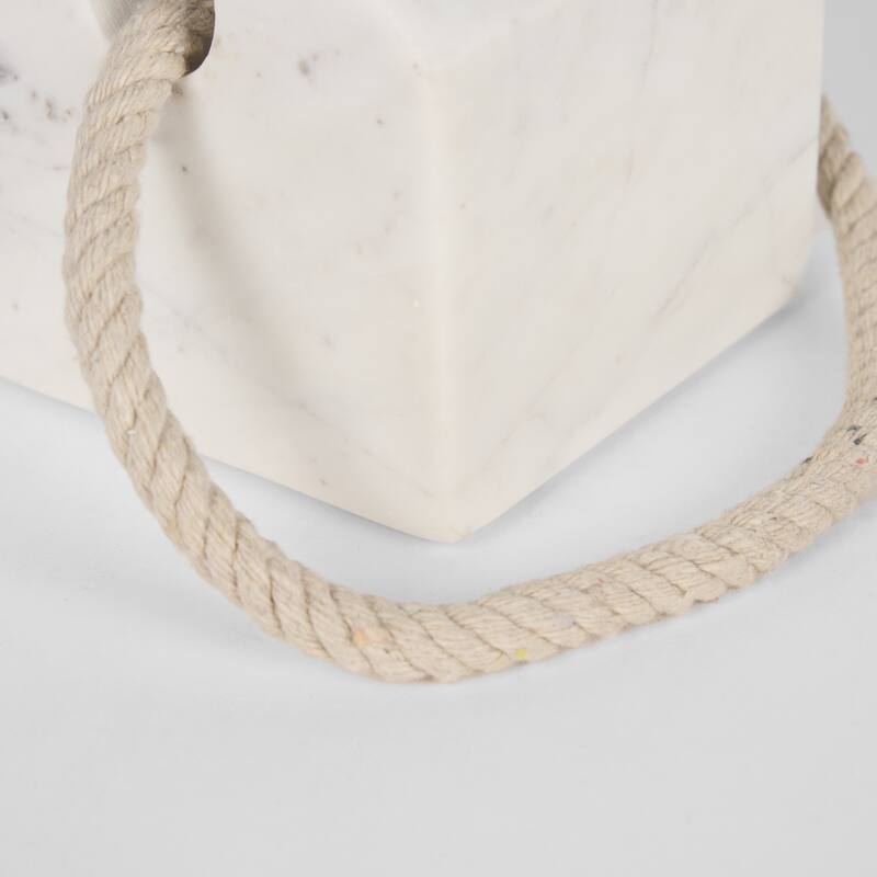 Raena White Marble House Door Stopper - 4.0L x 4.0W x 4.8H