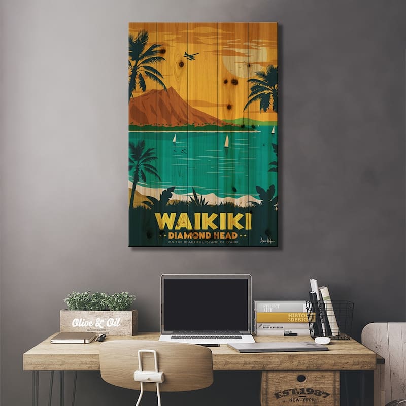 Waikiki Print On Wood by IdeaStorm Studios - Multi-Color
