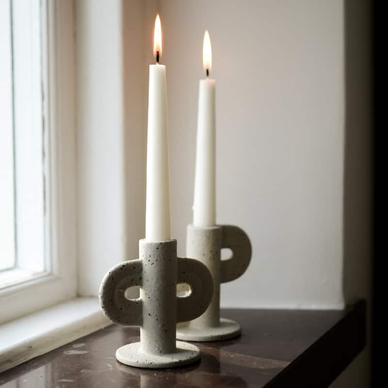 Swirl Slide Ceramic Candle Holder - 4.5"
