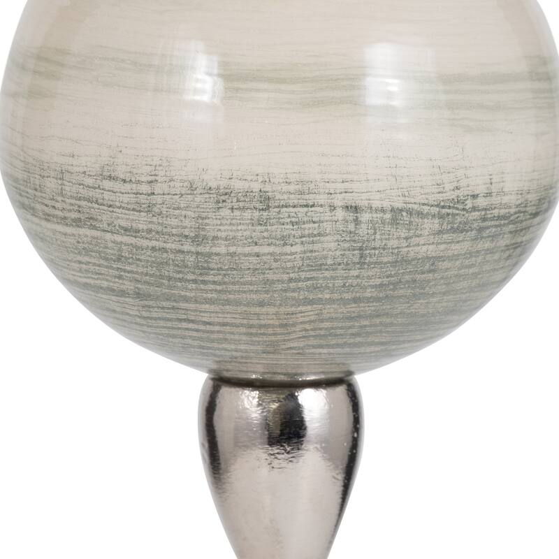 Glass Votive Candle Holder on Marble Stand - Silver