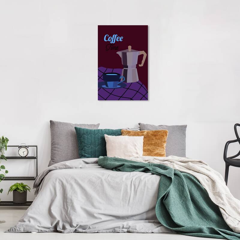 Wynwood Studio Canvas Drinks and Spirits Coffee Perfect Time Blue and Light Blue Modern & Contemporary Wall Art Canvas Print - 24 x 16