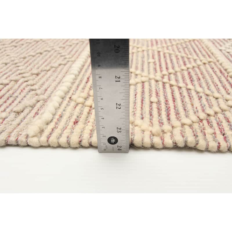 ECARPETGALLERY Braid weave Sienna Cream, Pink Wool Rug - 5'0 x 7'10