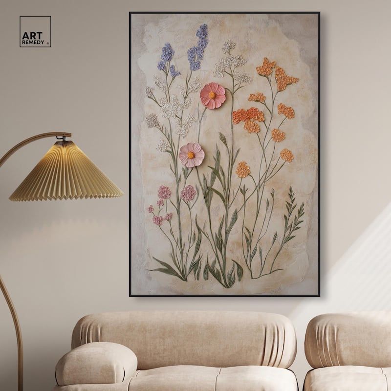 Sculpted Flora Frieze I Canvas by Art Remedy