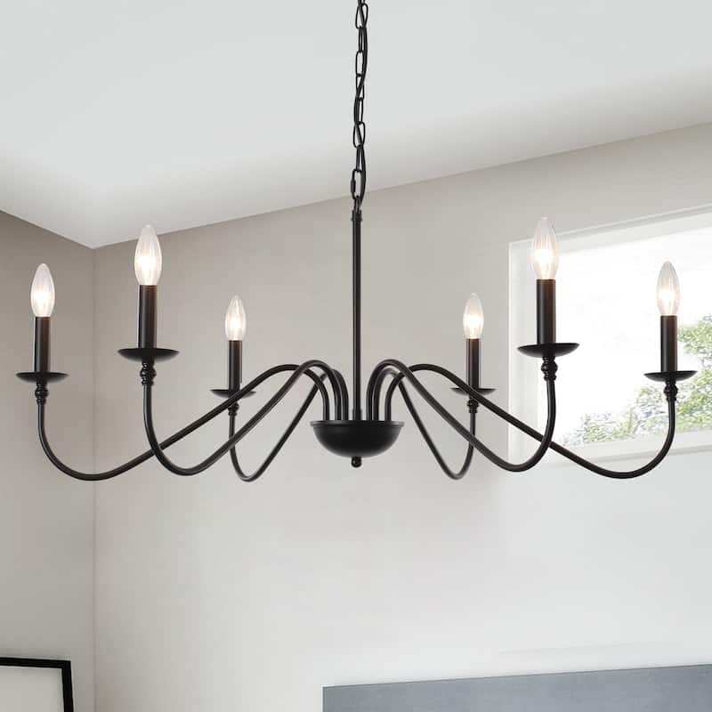 Farmhouse 6-Light Metal Candle Style Chandelier Fixture for Dining Room Kitchen Island