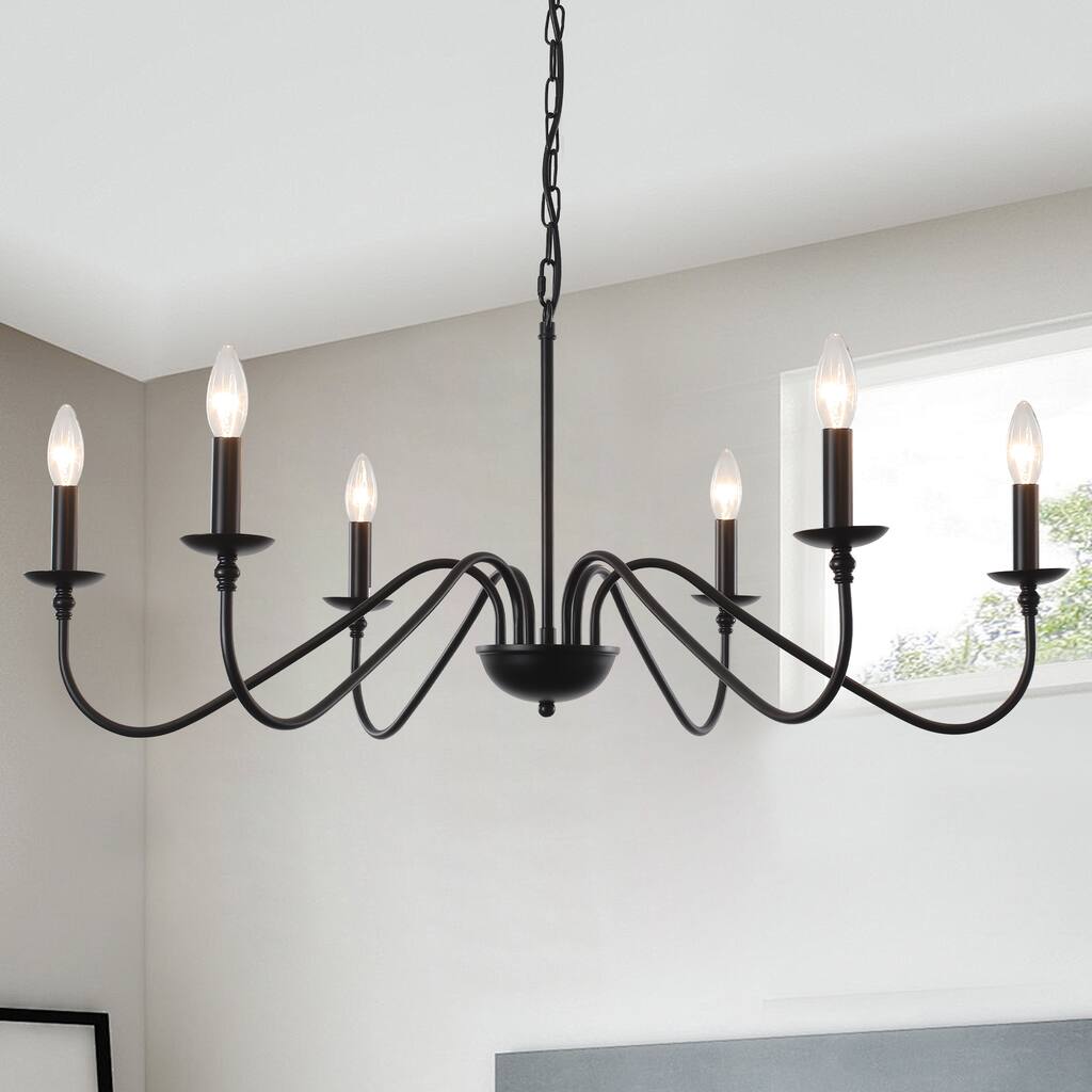 Farmhouse 6-Light Metal Candle Style Chandelier Fixture for Dining Room Kitchen Island