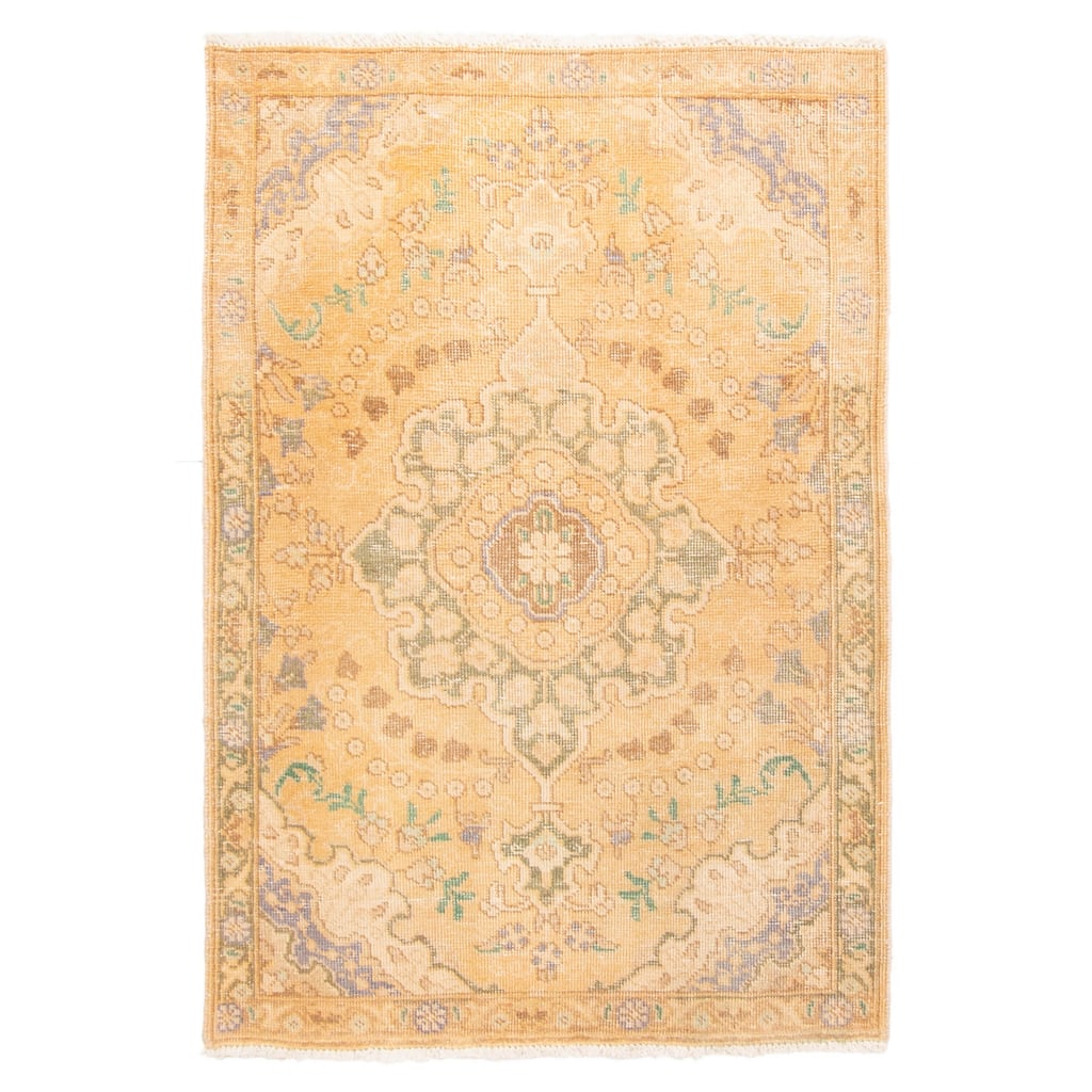 ECARPETGALLERY Hand-knotted Antalya Vintage Beige Wool Rug - 3'3 x 4'8