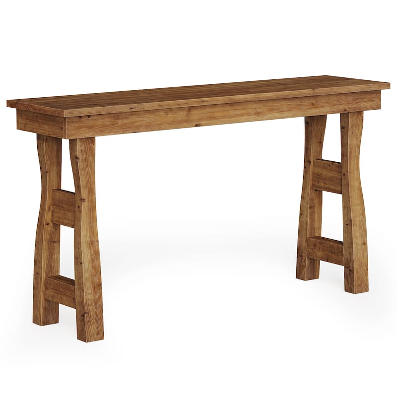 59" All Solid Wood Console Table, Rustic Style Entryway Table for Living Room and Foyer
