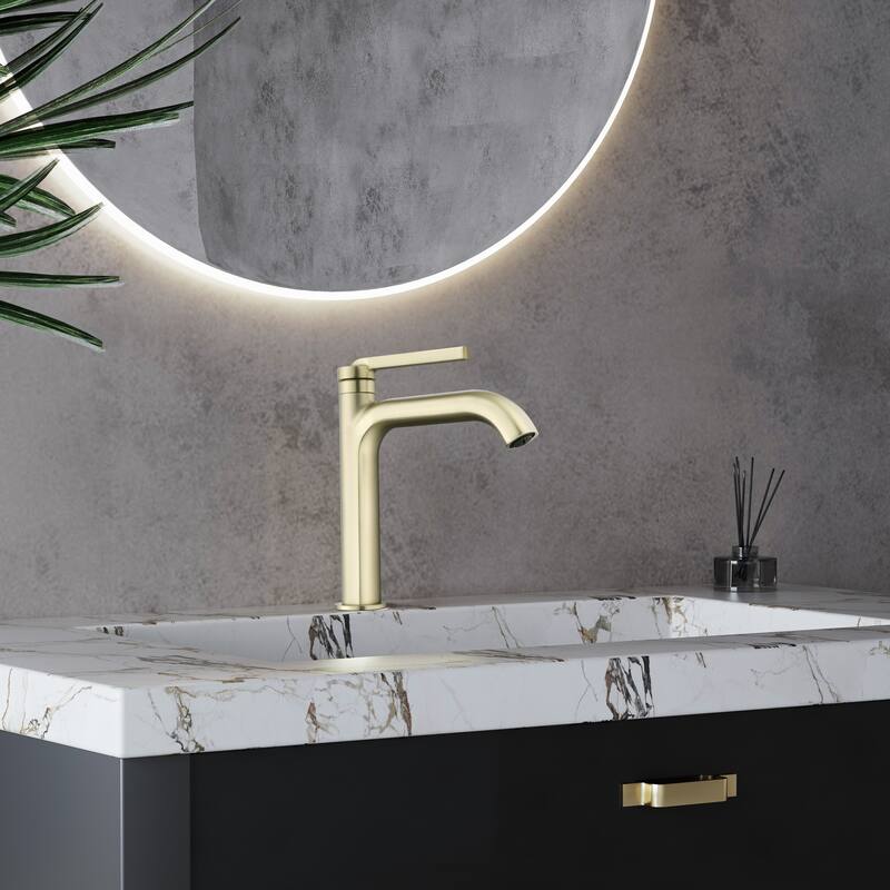Modland 9''H Bathroom Sink Faucet Single Hole Singel Handle, Black/Gold