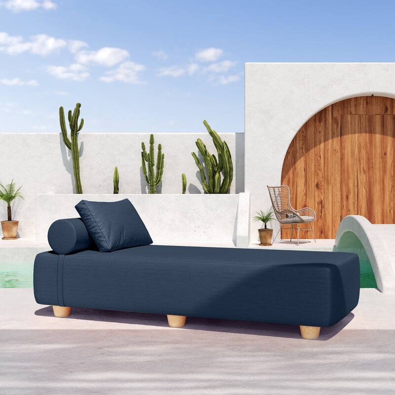 Jaxx Alvy Outdoor Sun Lounger - Luxurious Sunbed with Wood Feet Sunbrella