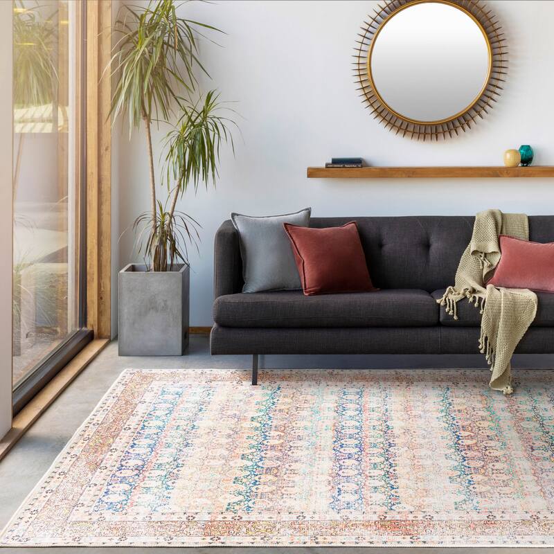 Livabliss Traditional Kemer Floral & Botanical Washable Area Rug