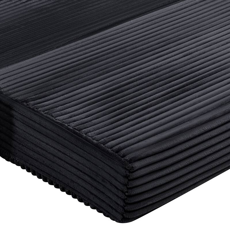 Corduroy Sleeper Couch, 2-in-1 Convertible Floor Sofa Bed, Memory Foam Boneless Loveseat with Side Pockets for Living Room