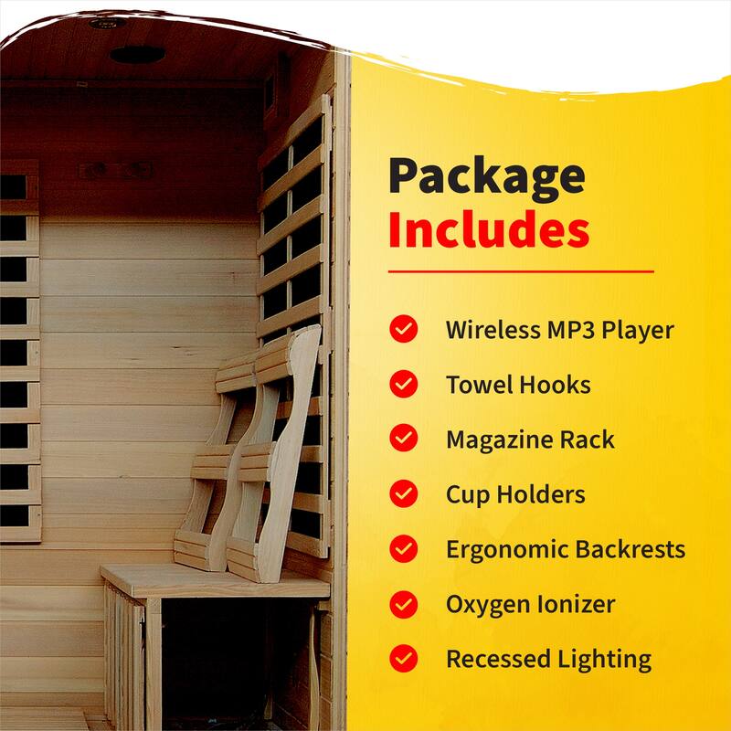 HeatWave Monticello 4-Person Hemlock Infrared Sauna with 9 Carbon Heaters