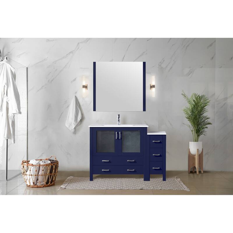 Volez Bath Vanity with Side Cabinet, Faucet Set and Mirror
