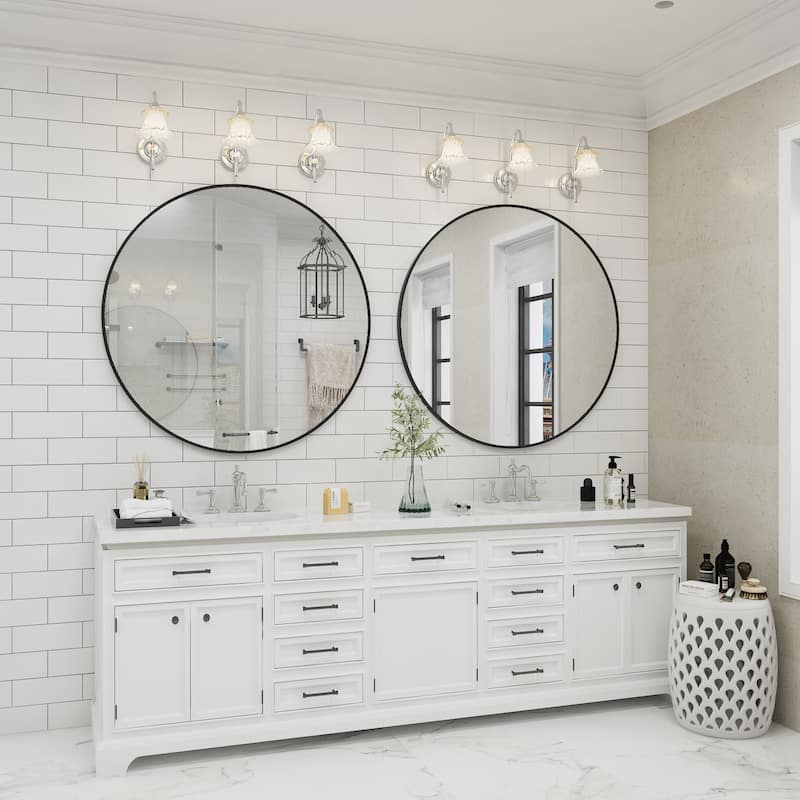 KIOTEE Full Length Round Aluminum Alloy Framed French Cleat Mounted Wall Decor Bathroom Vanity Mirror with 5-Year Warranty
