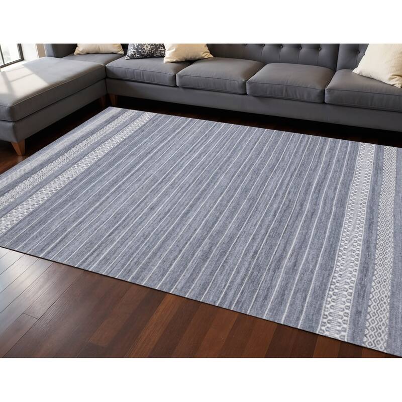 HomeRoots Striped Modern Rectangle Area Rug - 8' X 11'