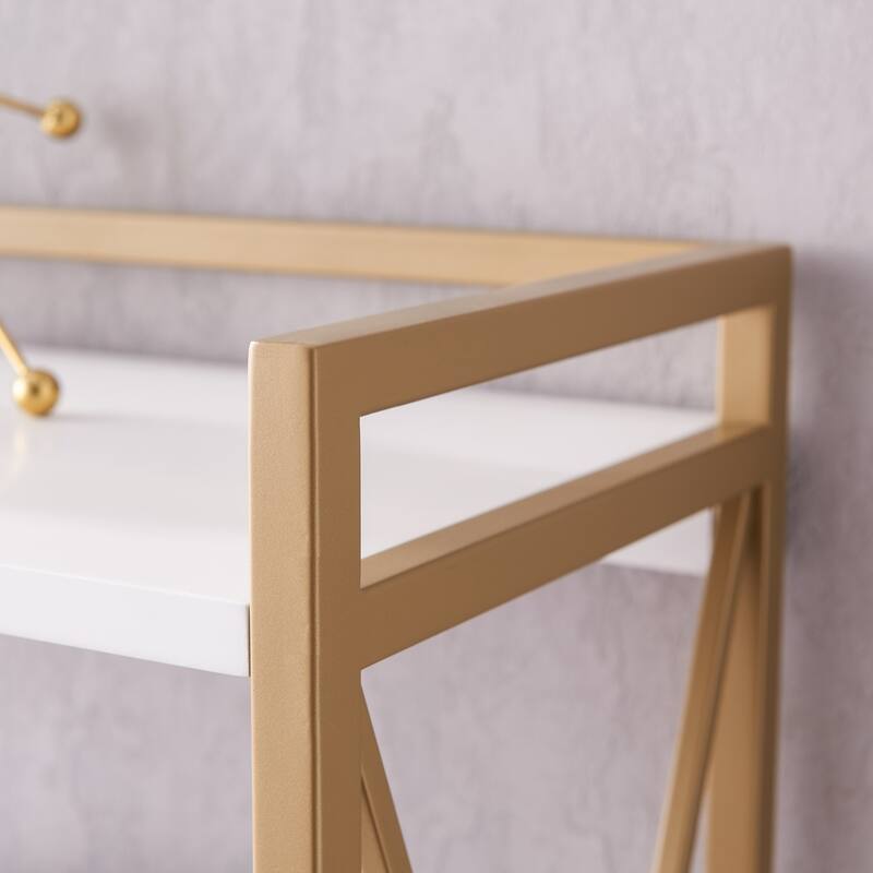 Leick Home Claudette Mixed Metal and Wood Bookshelf