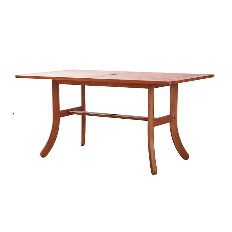 Hakan Wood Patio Curvy Legs Table and Stacking Chair Set