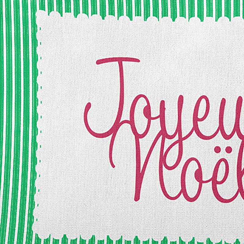 Joyeux Noel Ticking Christmas Accent Pillow