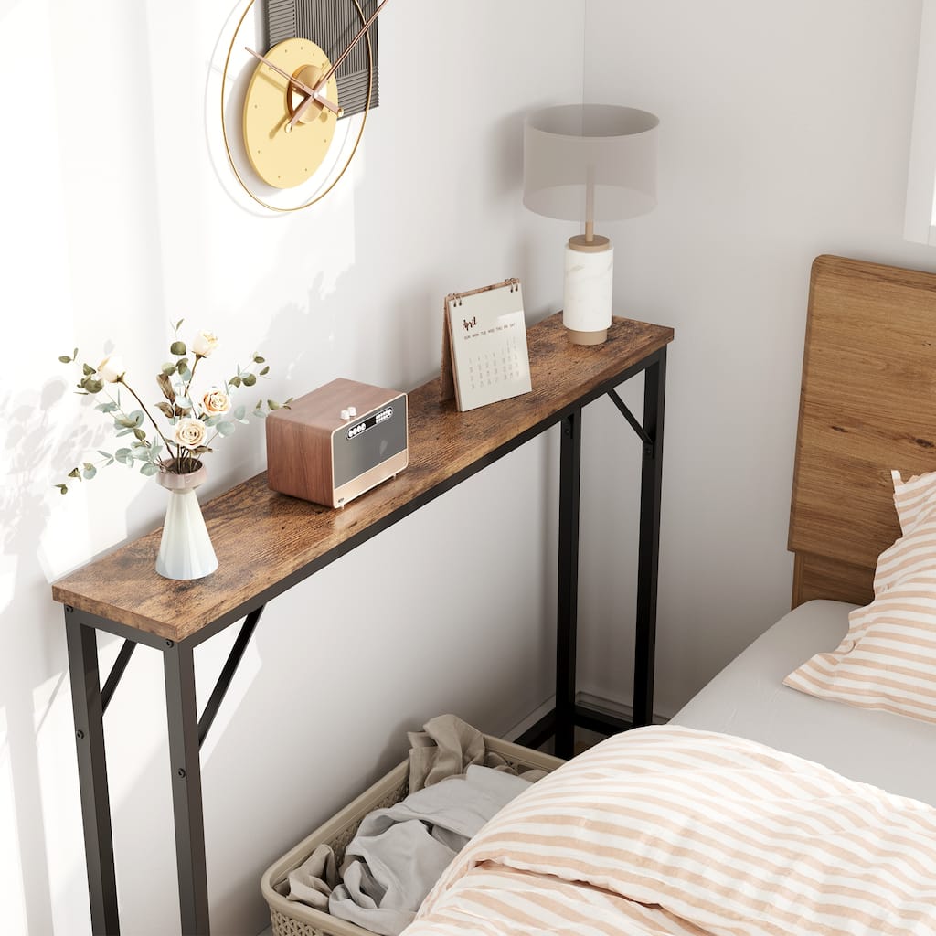 5.9" Narrow Sofa Table, Skinny Console Table with Storage