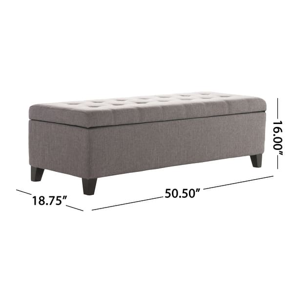 dimension image slide 0 of 10, Mission Tufted Fabric Storage Ottoman Bench by Christopher Knight Home - 50.50"L x 18.75"W x 16.00"H