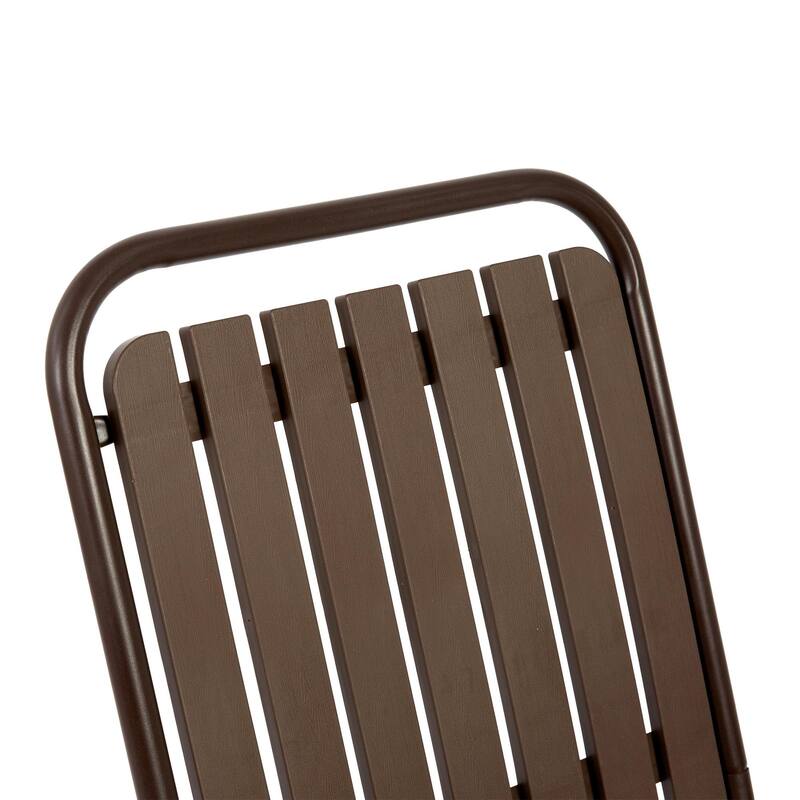 5-Piece Outdoor Dining Set with 4 Plastic Chair and Square Steel Table, Plastic Chairs and Table Set for Garden Brown