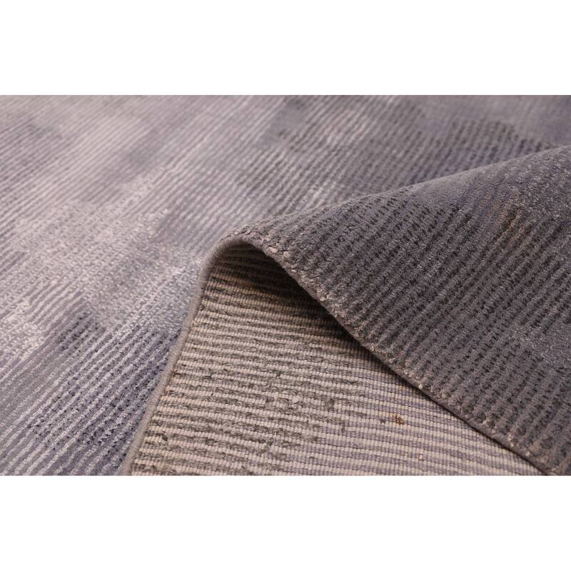 ECARPETGALLERY Hand Loomed Loreto Grey Viscose, Wool Rug - 5'3 x 7'4