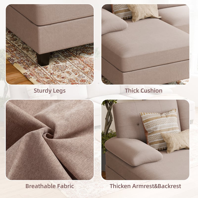 106'' Sectional Sofa with Thick Cushions for Living Room