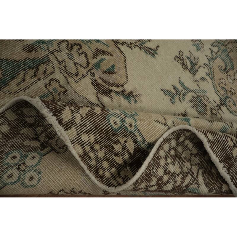 Hand Knotted Oriental 100% Wool Carpet Transitional Floral Beige & Ivories Anatolian Area Rug - 8' 8'' X 5' 9''