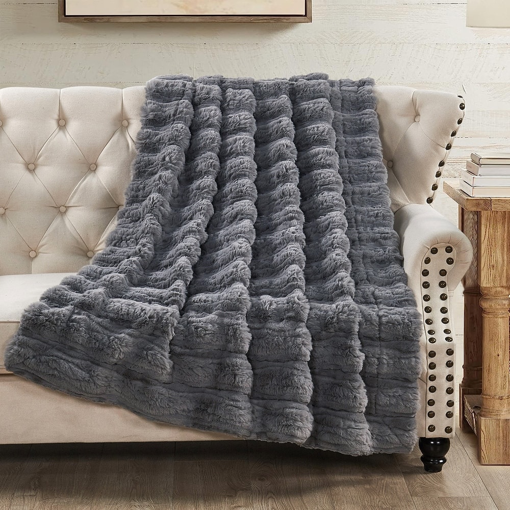 Home Soft Things Line Drawing FauxFur Throw Soft Blanket for Couch