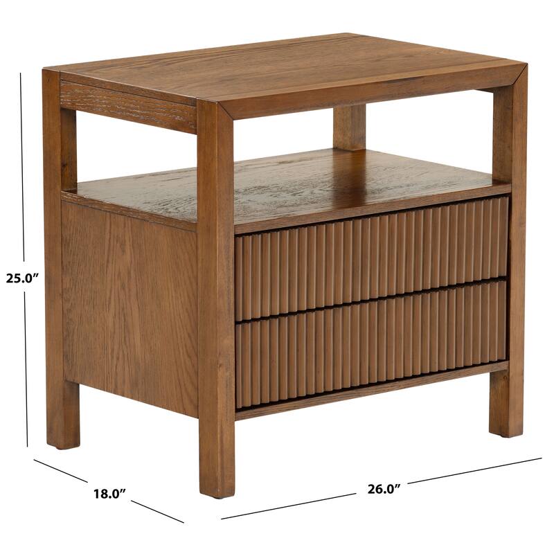 SAFAVIEH Couture Shelbie 2-Drawer Reeded Nightstand, Fully Assembled