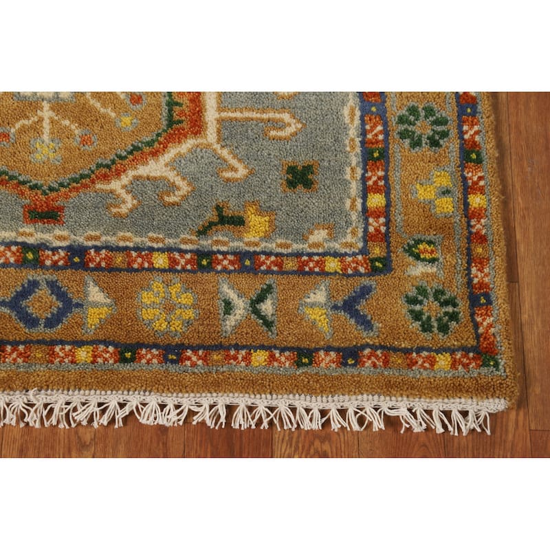 Hand Knotted Oriental 100% Wool Carpet Transitional Geometric Greys & Charcoal Khotan Area Rug - 4' 11'' X 3' 0''