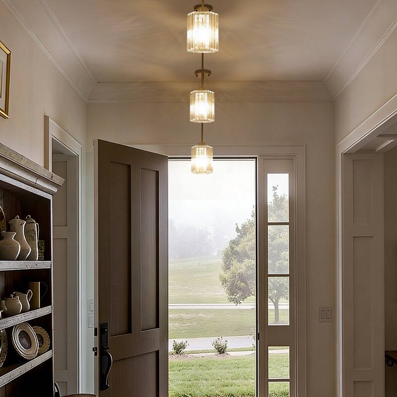 1-Light Crystal Pendant Lighting Fixtures for Sloped Ceiling