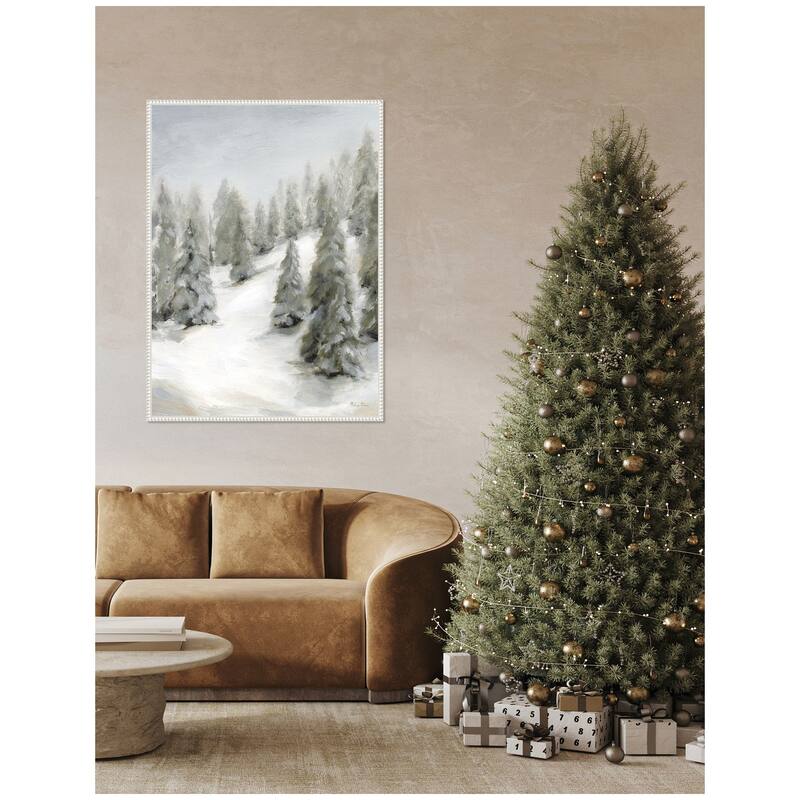 Kate and Laurel Sylvie Beaded Evergreen Hills Framed Canvas by Mackenzie Nelson