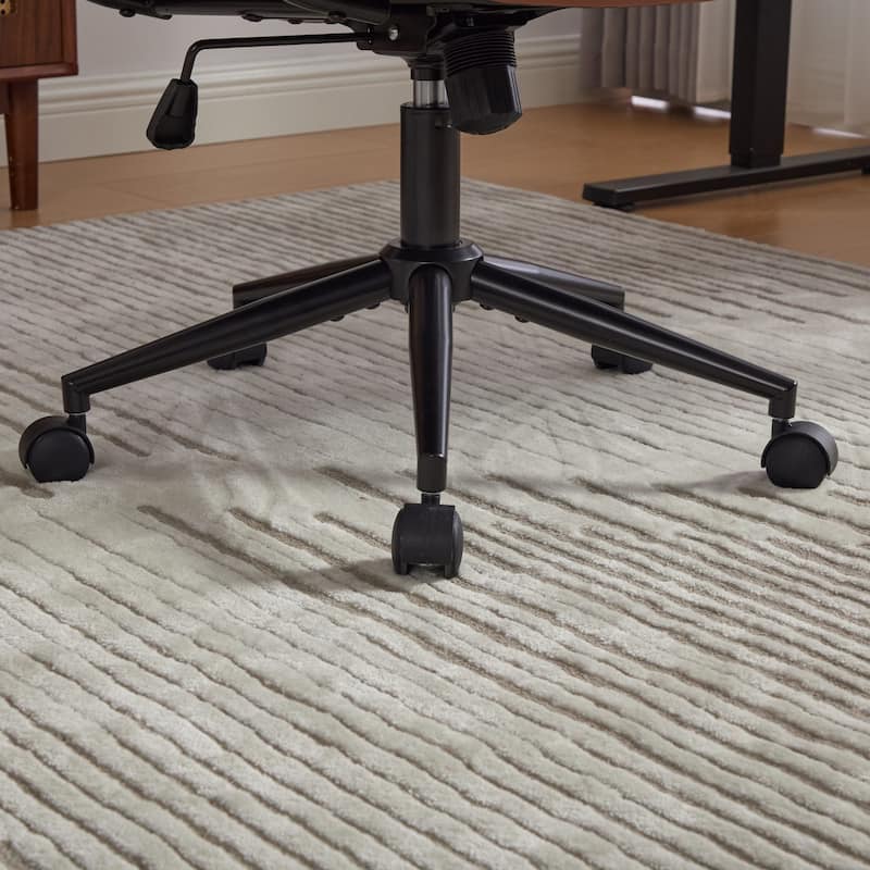 PU Leather Swivel Office Chair with Wheels, Adjustable Mid Back Home Desk Chair, Computer Rolling Chair with Padded Armrest