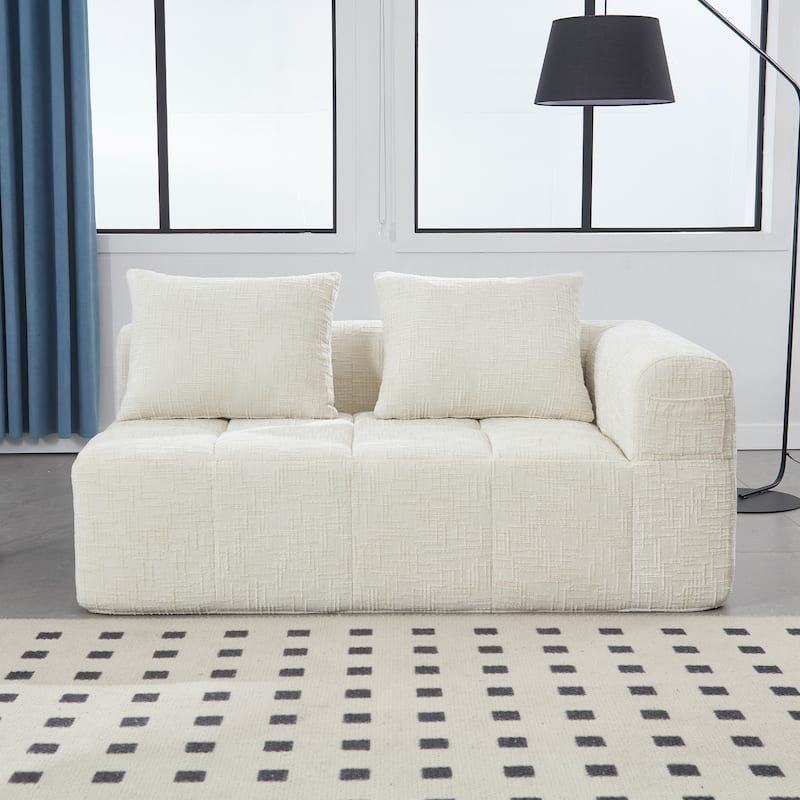 Chenille Loveseat Sofa Upholstered Deep Seat Sofa, Lounge Couch Corner Sofa Minimalist Modular Couches for Apartment