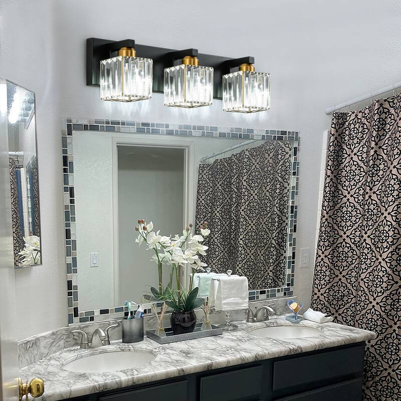 2/3/4/5 Light Bathroom Vanity Light Wall Sconce with Crystal Shade