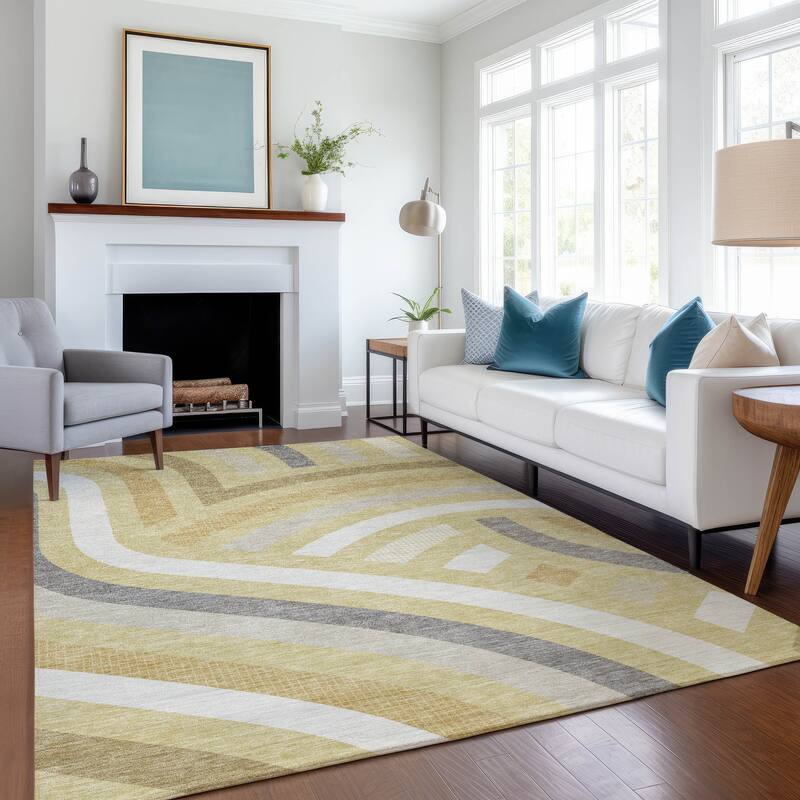 Machine Washable Indoor/ Outdoor Modern Jalen Chantille Rug