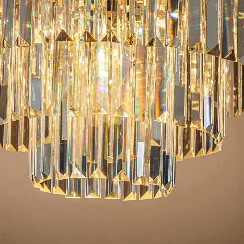 6-Lights Modern 3-Tier Round Fringe Crystal Flush Mount Light