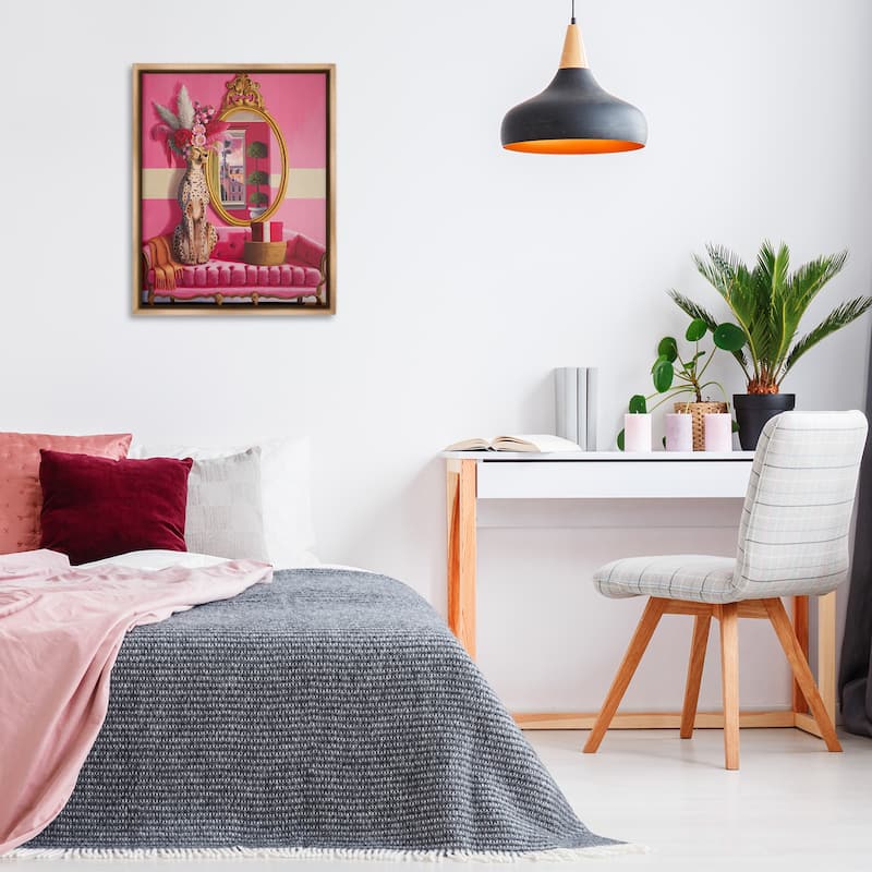Stupell Sophisticated Leopard on Couch Framed Floater Canvas Wall Art Design By Heather Gauthier