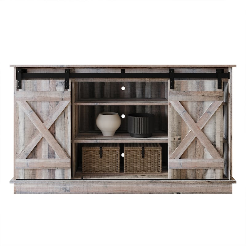 CraftPorch Vintage Style X-shaped TV Stand Console - Natural Oak