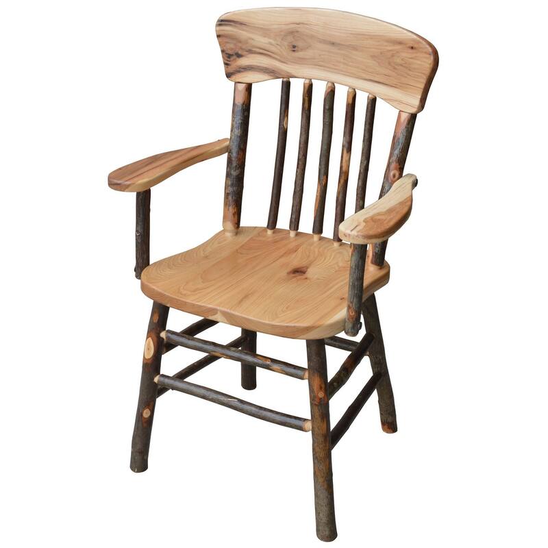 Hickory Panel Back Dining Chair - Arm Chair - Rustic Hickory