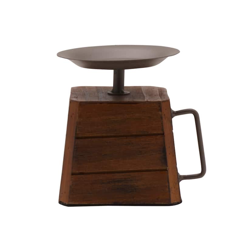 Elements Wood Pillar Candle Holder, 5X5 Inch