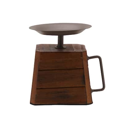 Elements Wood Pillar Candle Holder, 5X5 Inch