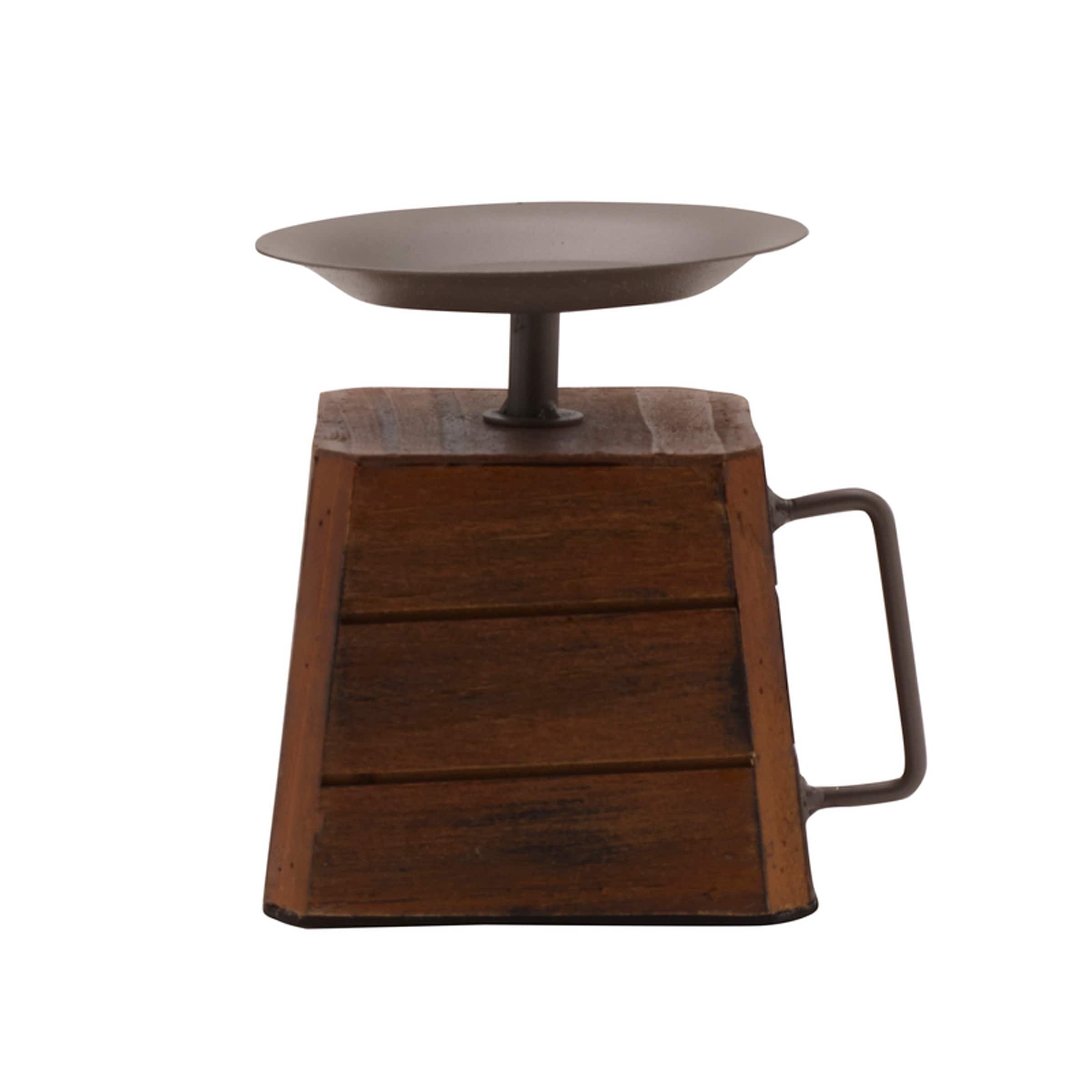Elements Wood Pillar Candle Holder, 5X5 Inch